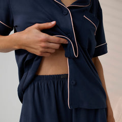 Slumberknit™ Shawl Collar Short Sleeve Short Set