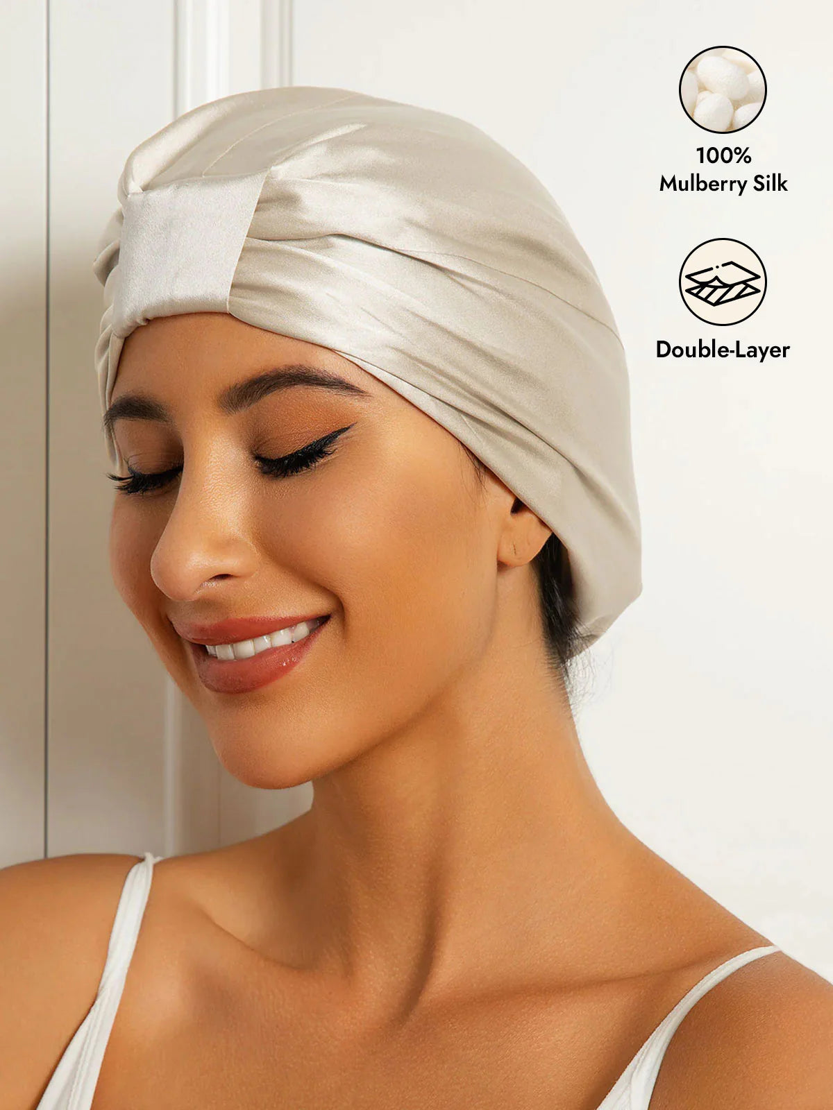 Pure Silk Double Layer Night Turban Bonnet