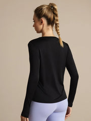 Pure Silk Long Sleeve Round Neck Women's Sport T-shirt