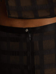 Pure Silk High-Waist A-Line Textured Grid Long Skirt With Back Zipper