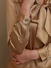 Pure Silk Bow-tie Neck Blouse
