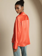 19Momme Silk Long Sleeve Notch Collar Women's Shirt