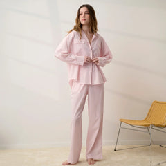 Airy Cotton Piped Wide Leg Pant