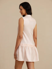 Pure Silk Sleeveless Short Dress With Adjustable Drawstring Drop Waist