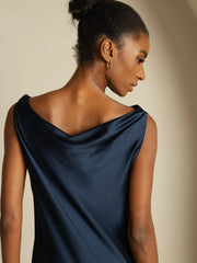 19Momme Silk Sleeveless Cowl Neck Knee Dress