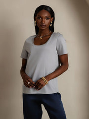 Clearance(US Warehouse) - Silk Blend U-Neck Women's T-Shirt