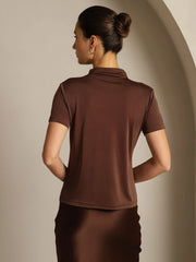 Pure Silk Short Sleeve Mock Women's T-Shirt