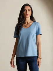 Silk Blend V-neck Women's T-Shirt