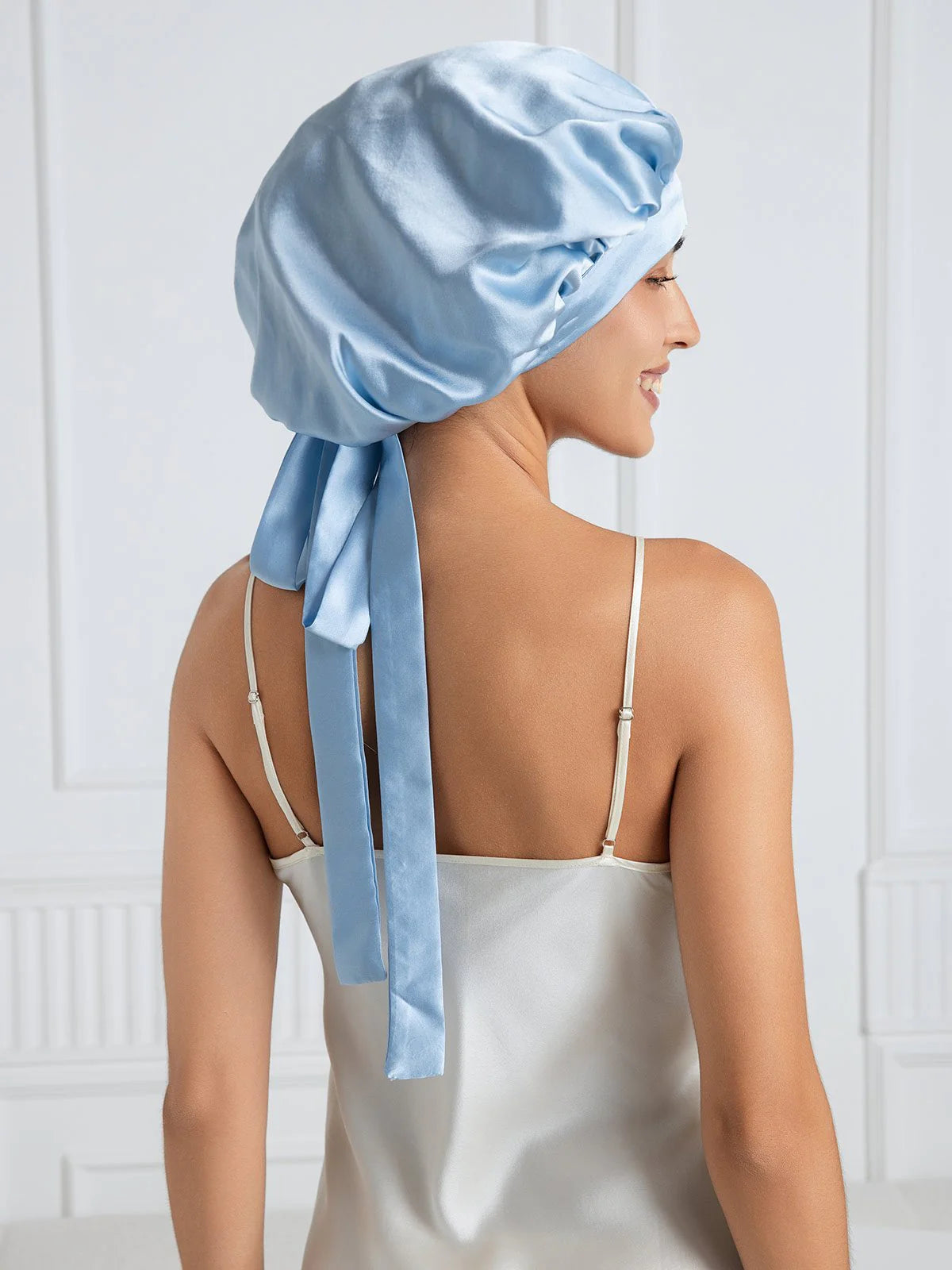 Pure silk Elegant Bonnet with Long Ribbons